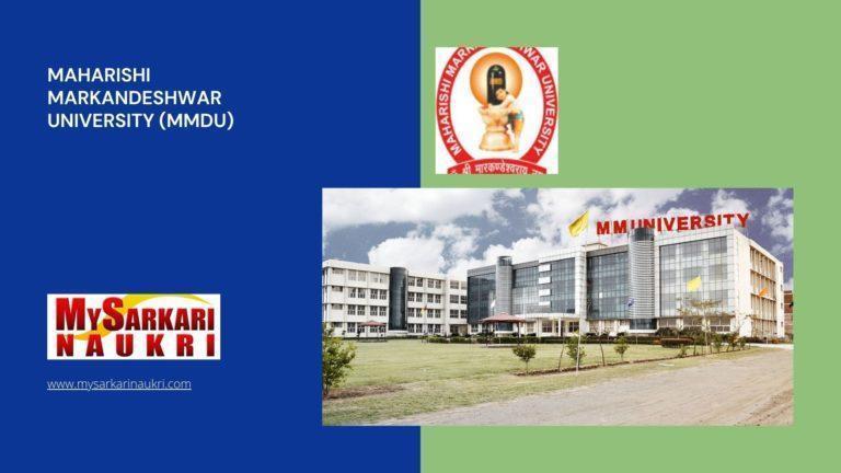 Maharishi Markandeshwar University (MMDU) Recruitment