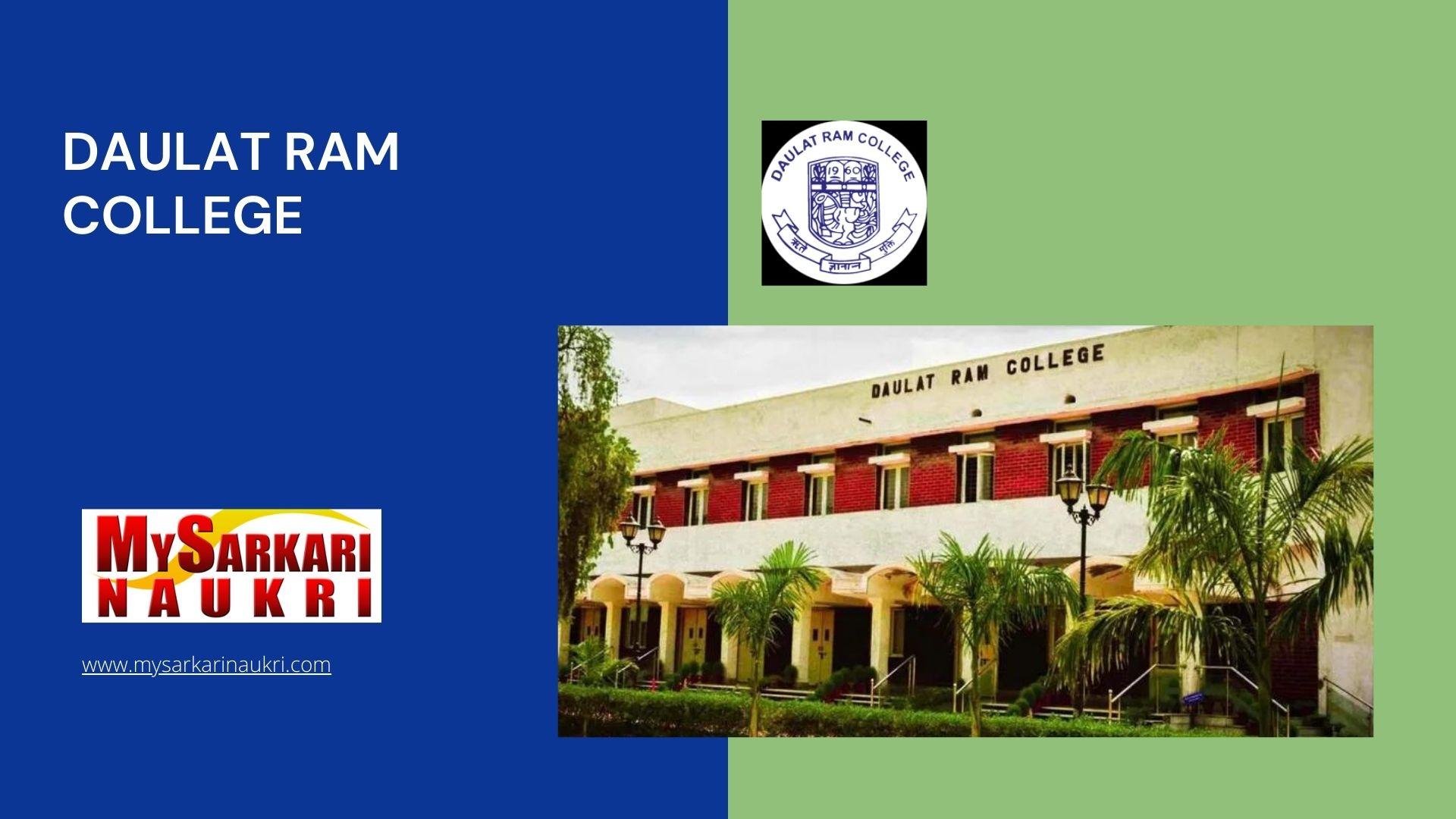 Daulat Ram College Recruitment