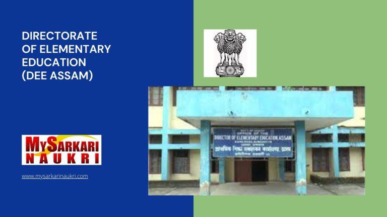 Directorate of Elementary Education (DEE Assam) Recruitment