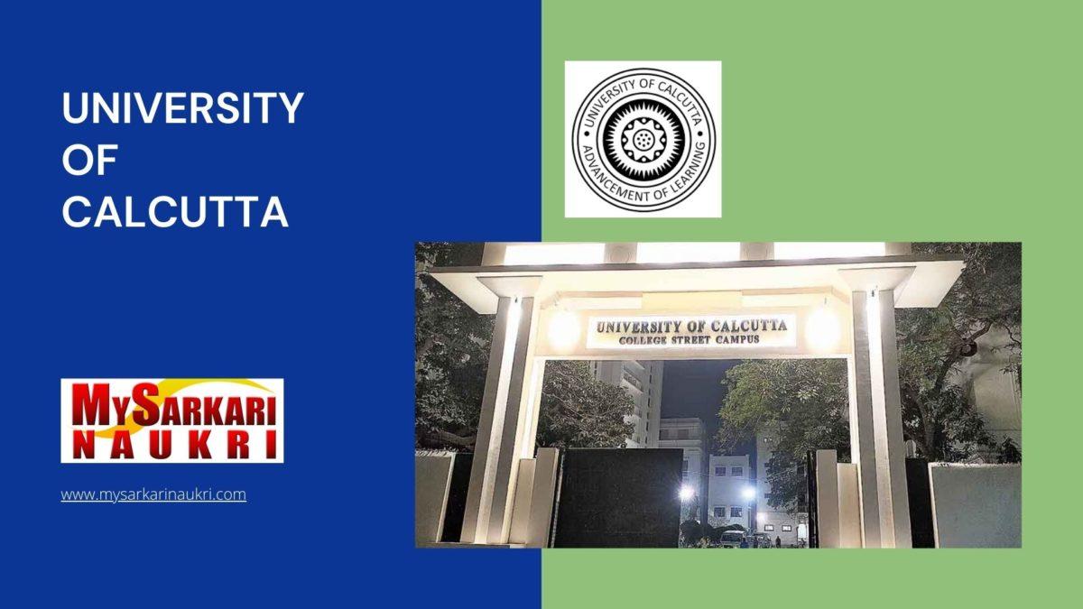University of Calcutta Recruitment
