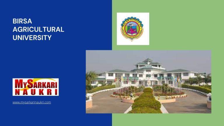 Birsa Agricultural University Recruitment