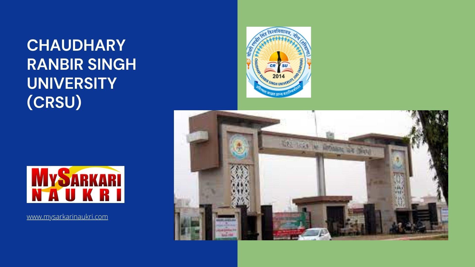 Chaudhary Ranbir Singh University (CRSU) Recruitment