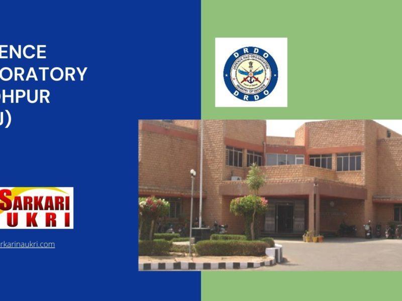 Defence Laboratory Jodhpur (DLJ) Recruitment