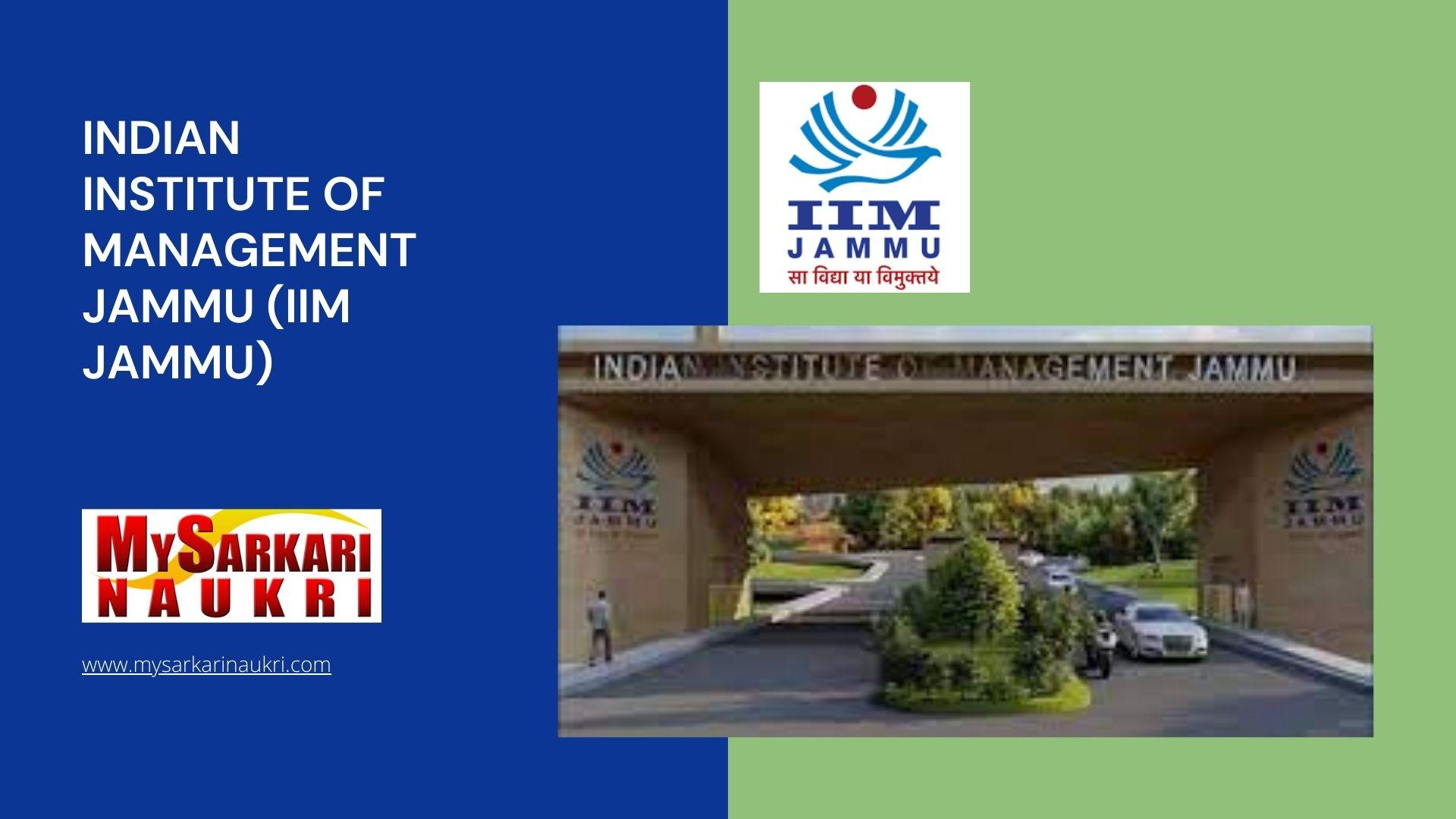 Indian Institute of Management Jammu (IIM Jammu) Recruitment