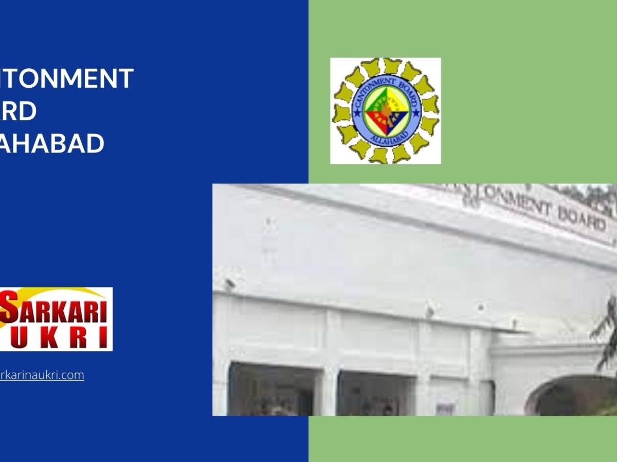 Cantonment Board Allahabad Recruitment
