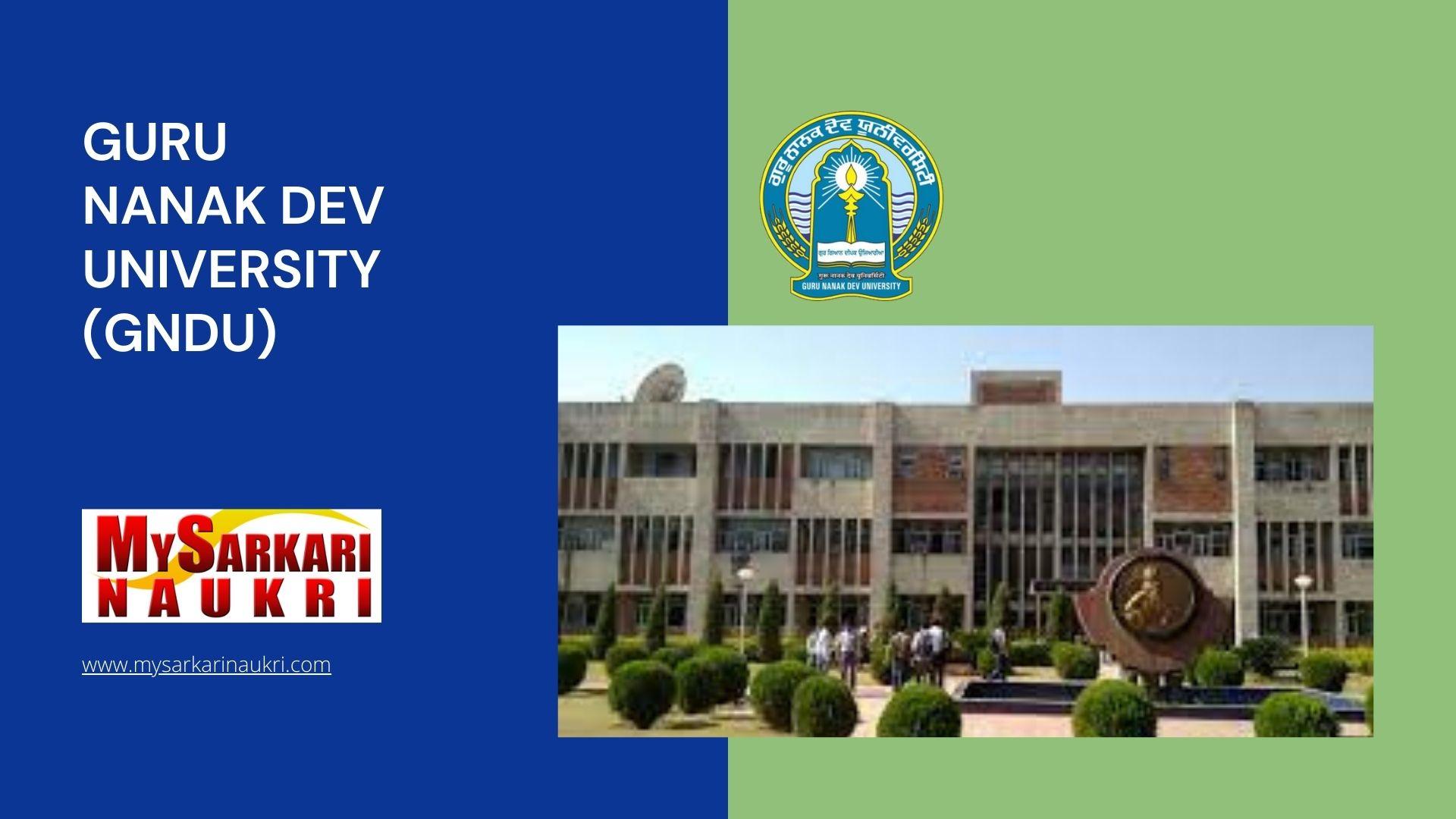 Guru Nanak Dev University (GNDU) Recruitment