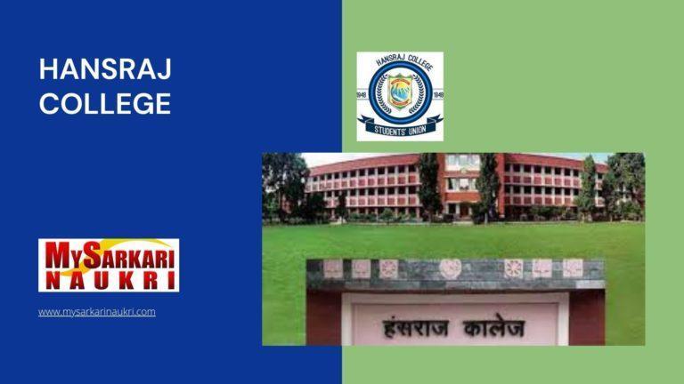 Hansraj College Recruitment