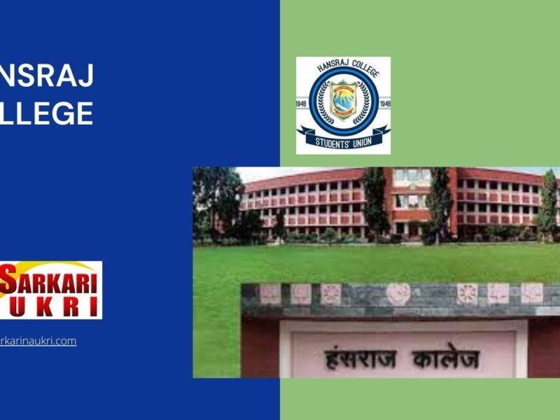 Hansraj College Recruitment