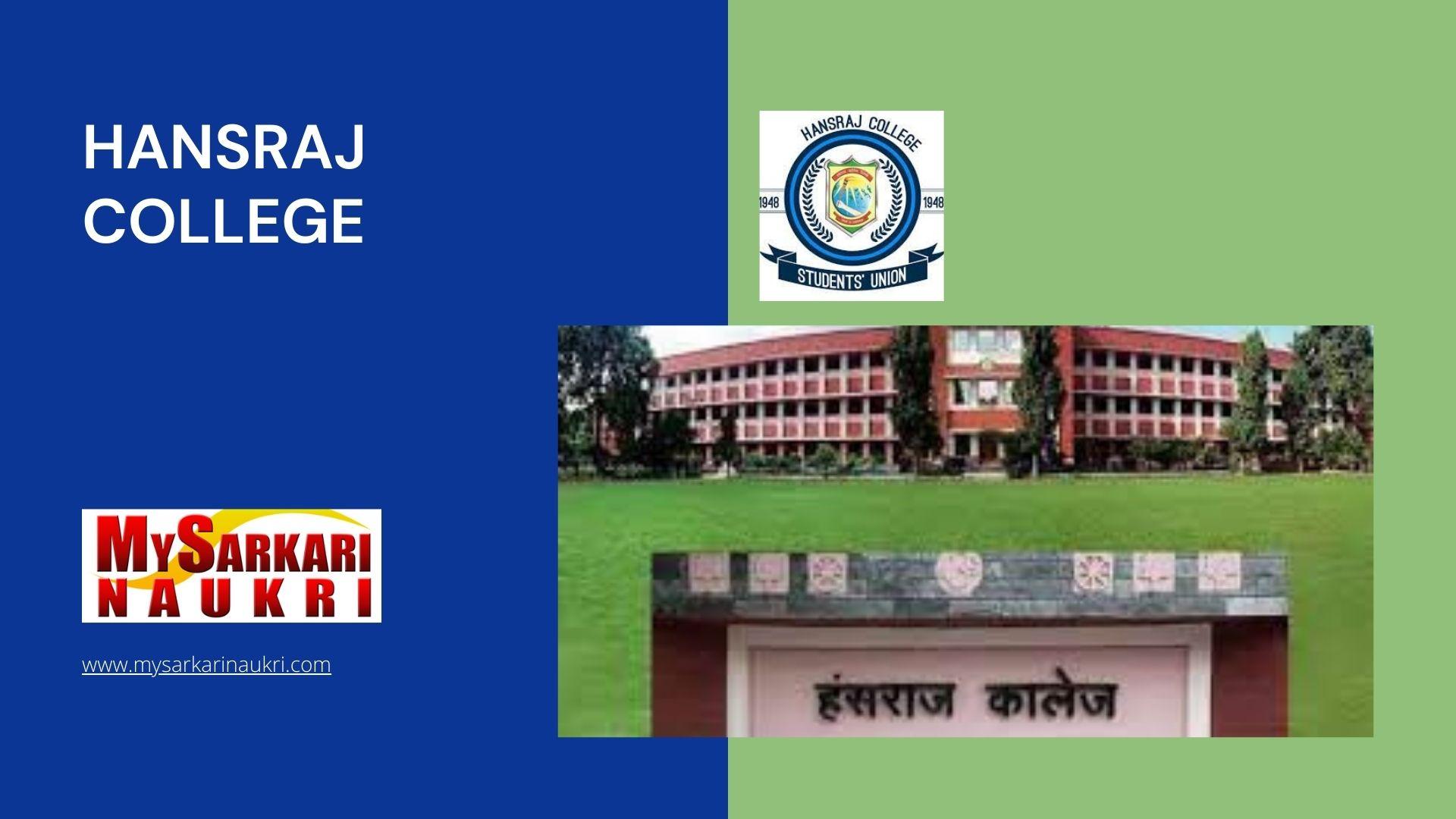Hansraj College Recruitment