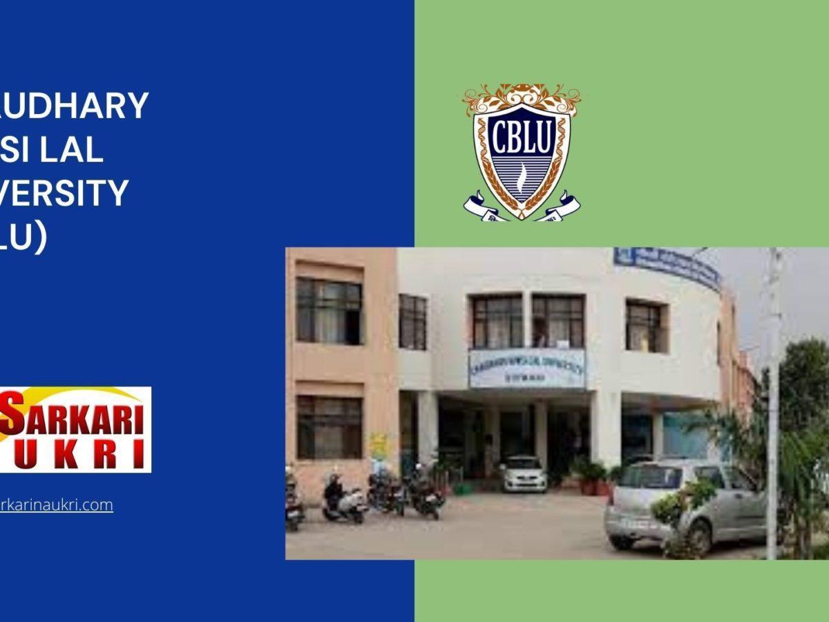 Chaudhary Bansi Lal University (CBLU) Recruitment