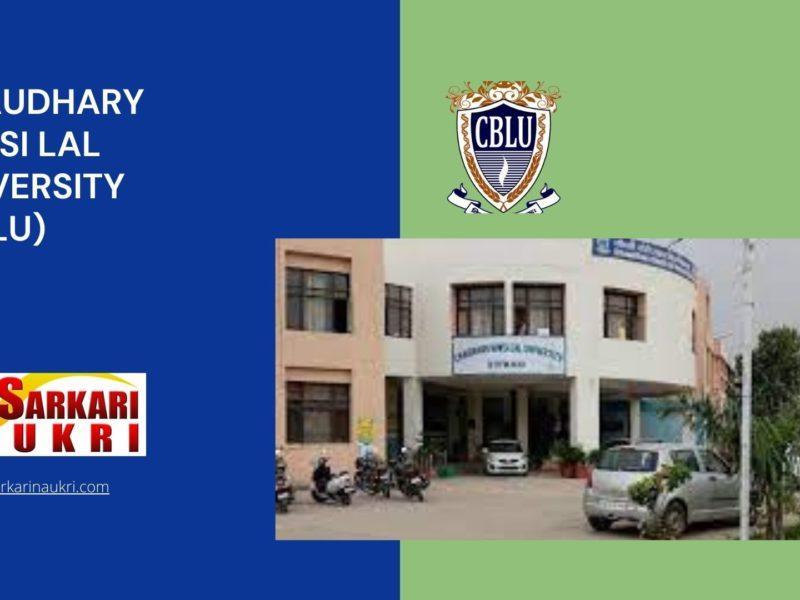 Chaudhary Bansi Lal University (CBLU) Recruitment