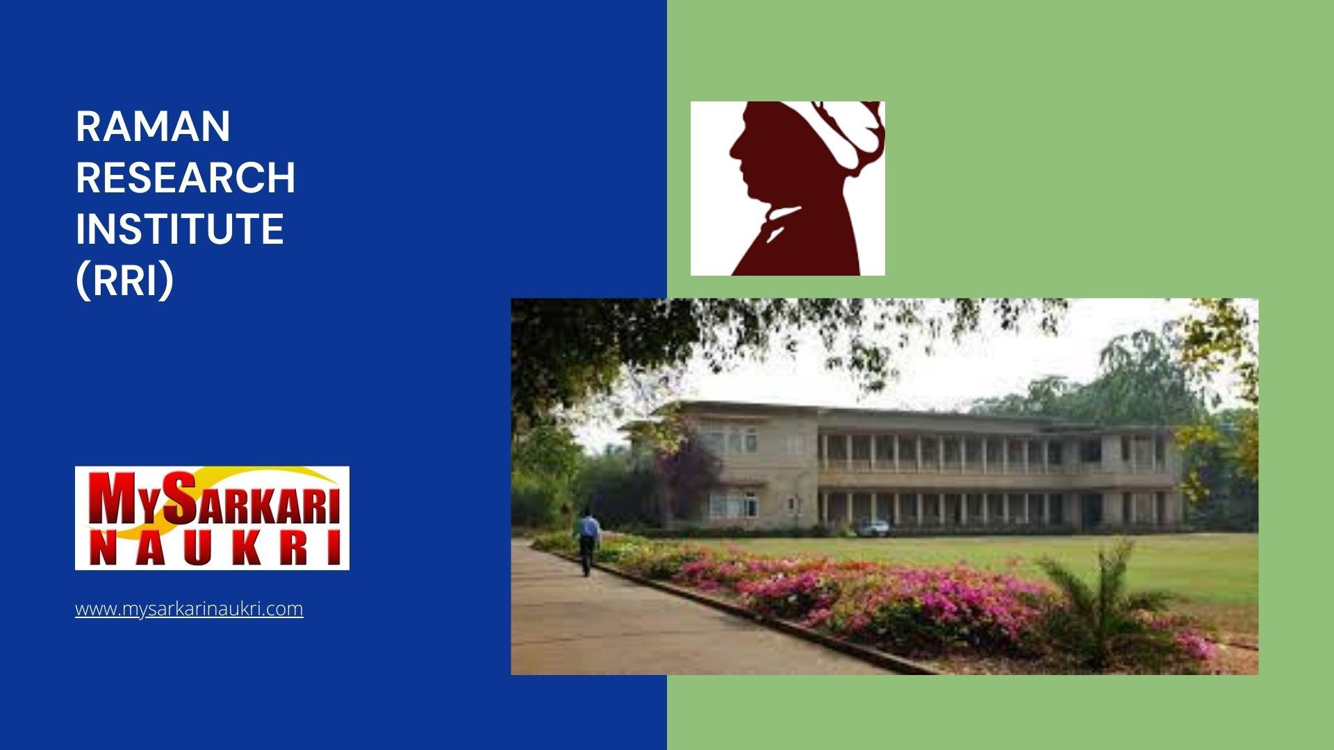 Raman Research Institute (RRI) Recruitment