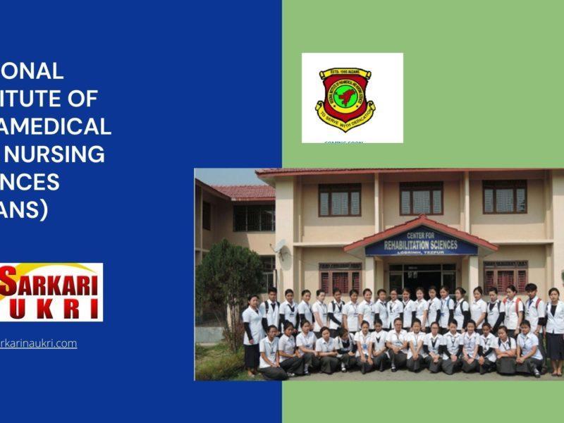 Regional Institute of Paramedical and Nursing Sciences (RIPANS) Recruitment