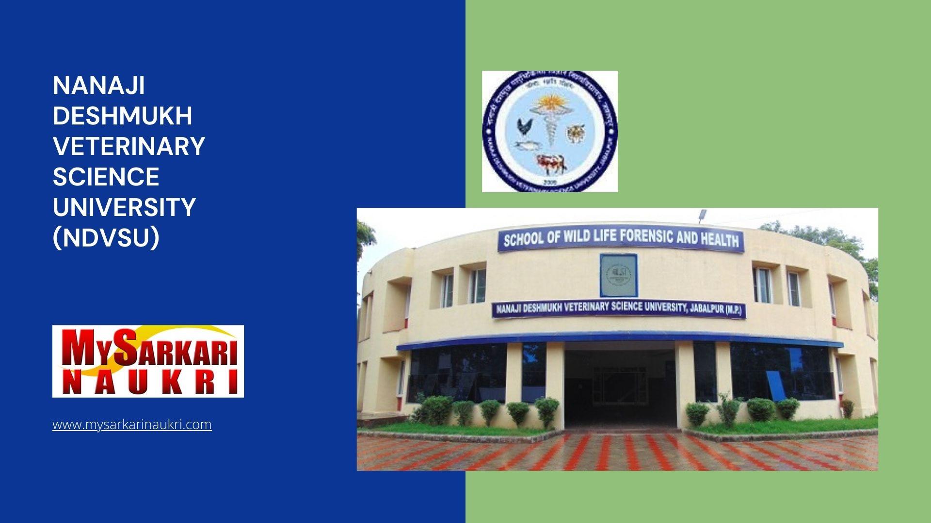 Nanaji Deshmukh Veterinary Science University (NDVSU) Recruitment