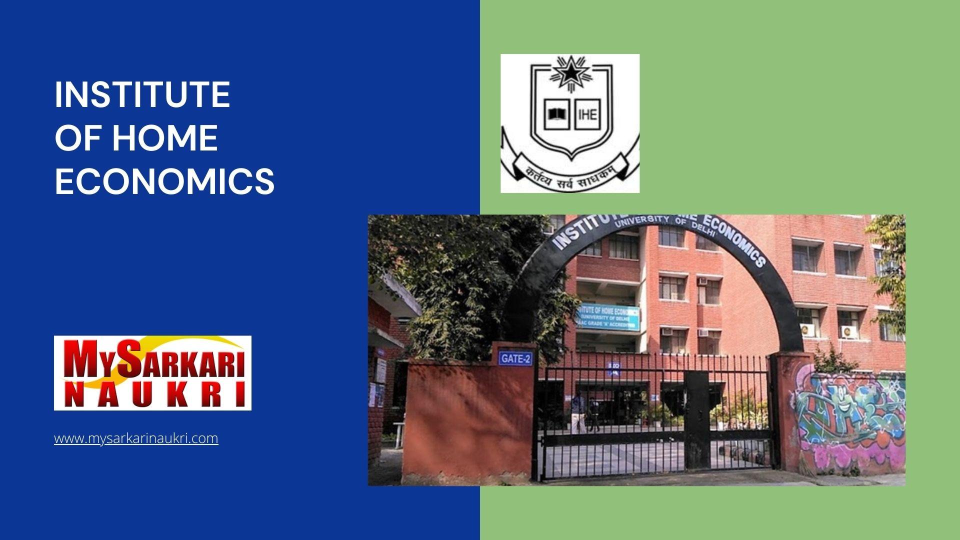 Institute Of Home Economics Recruitment