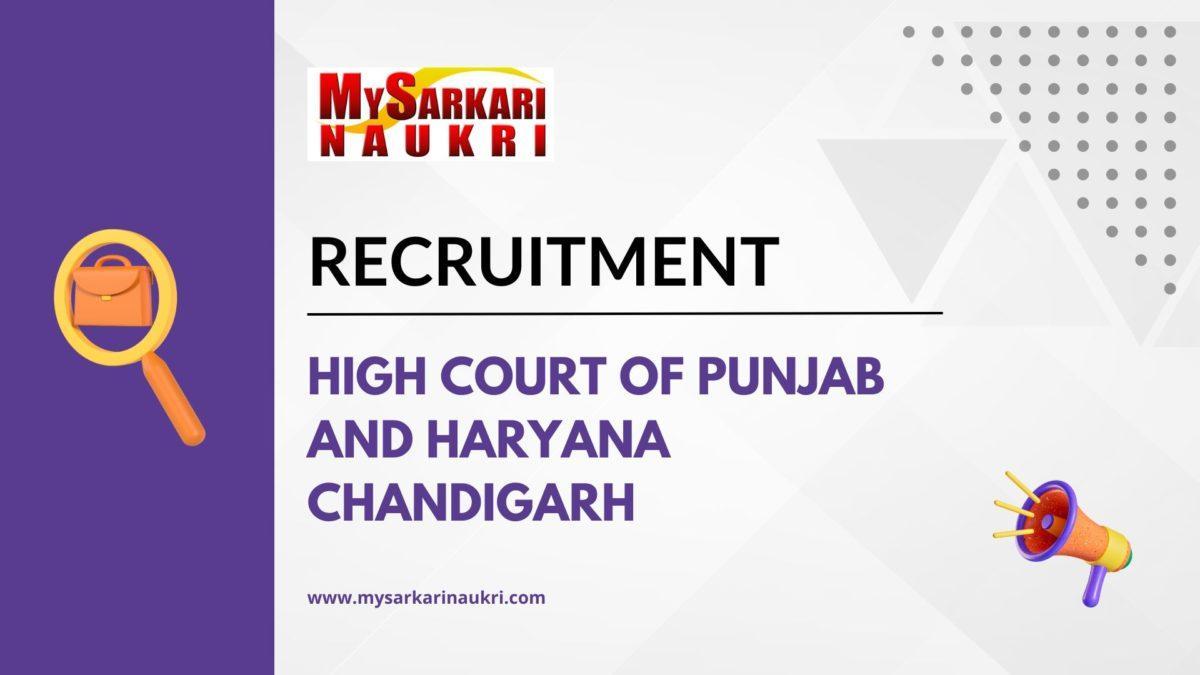 High Court of Punjab and Haryana Chandigarh