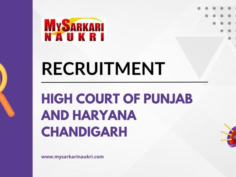 High Court of Punjab and Haryana Chandigarh