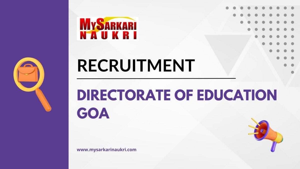 Directorate of Education Goa Recruitment