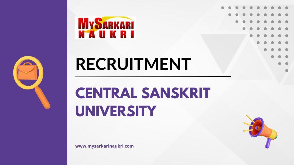 Central Sanskrit University Recruitment