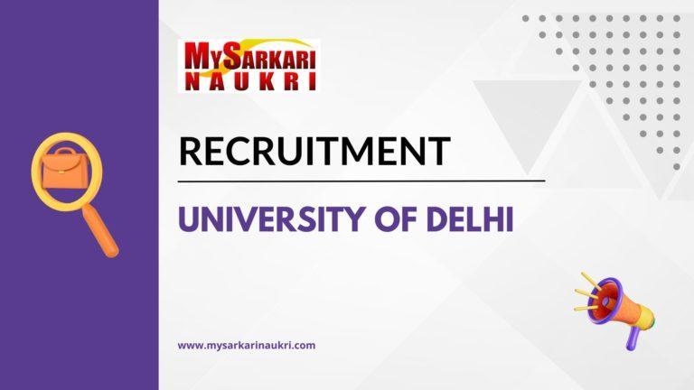 University of Delhi Recruitment