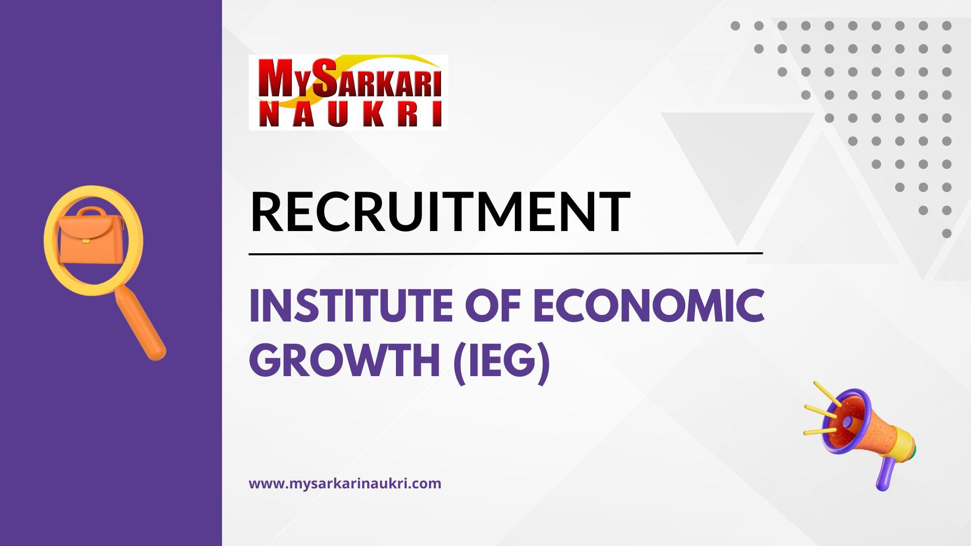 Institute of Economic Growth (IEG) Recruitment