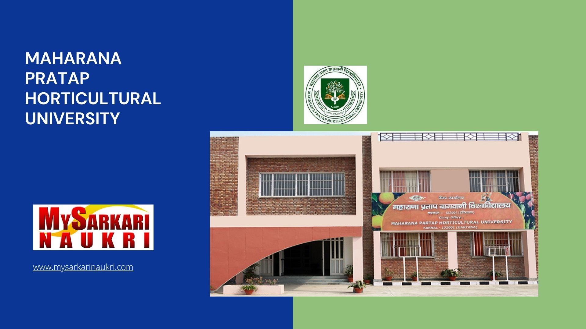 Maharana Pratap Horticultural University Recruitment