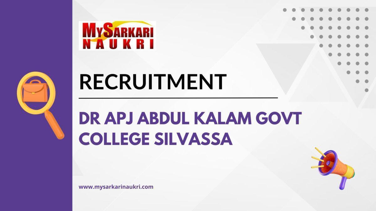 Dr APJ Abdul Kalam Govt College Silvassa Recruitment