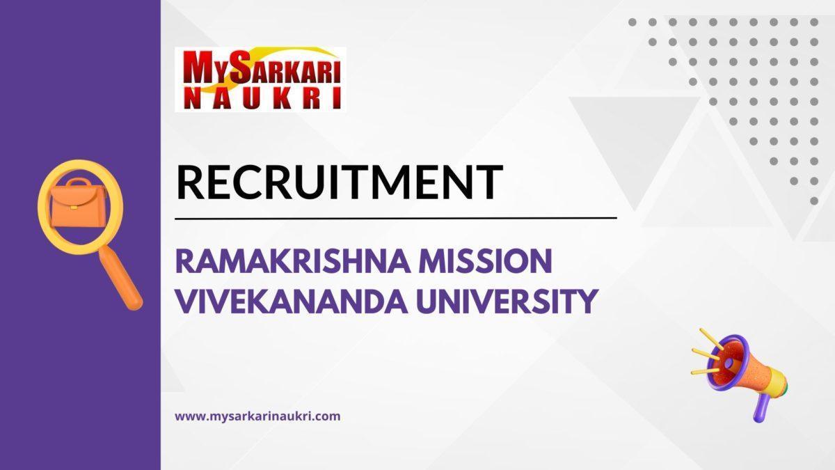 Ramakrishna Mission Vivekananda University Recruitment