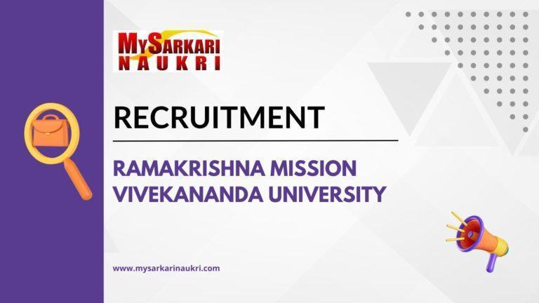 Ramakrishna Mission Vivekananda University Recruitment