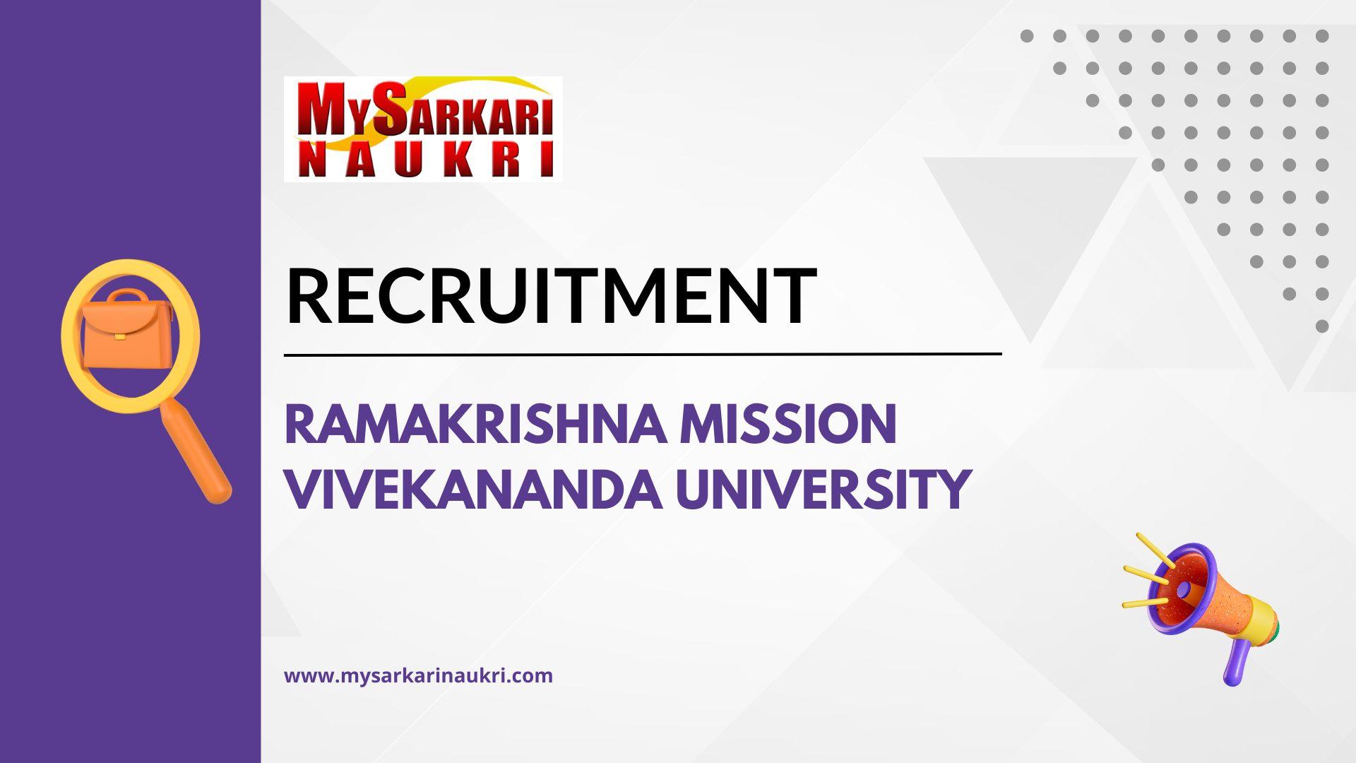 Ramakrishna Mission Vivekananda University Recruitment