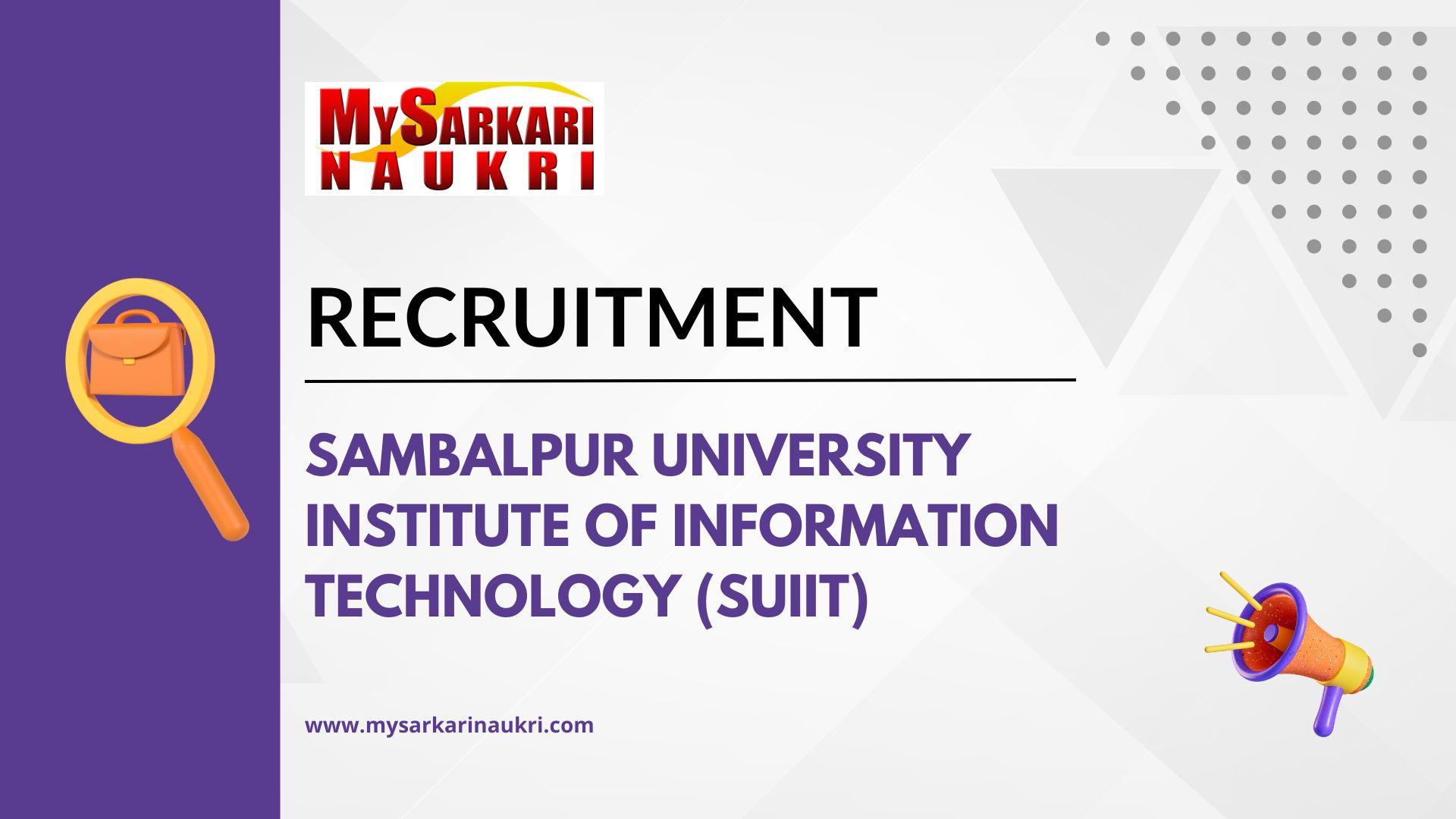 Sambalpur University Institute of Information Technology (SUIIT) Recruitment