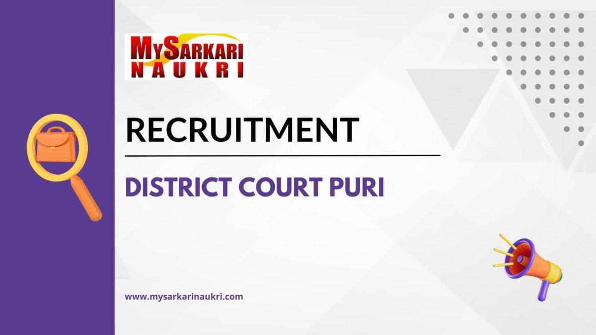 District Court Puri Recruitment