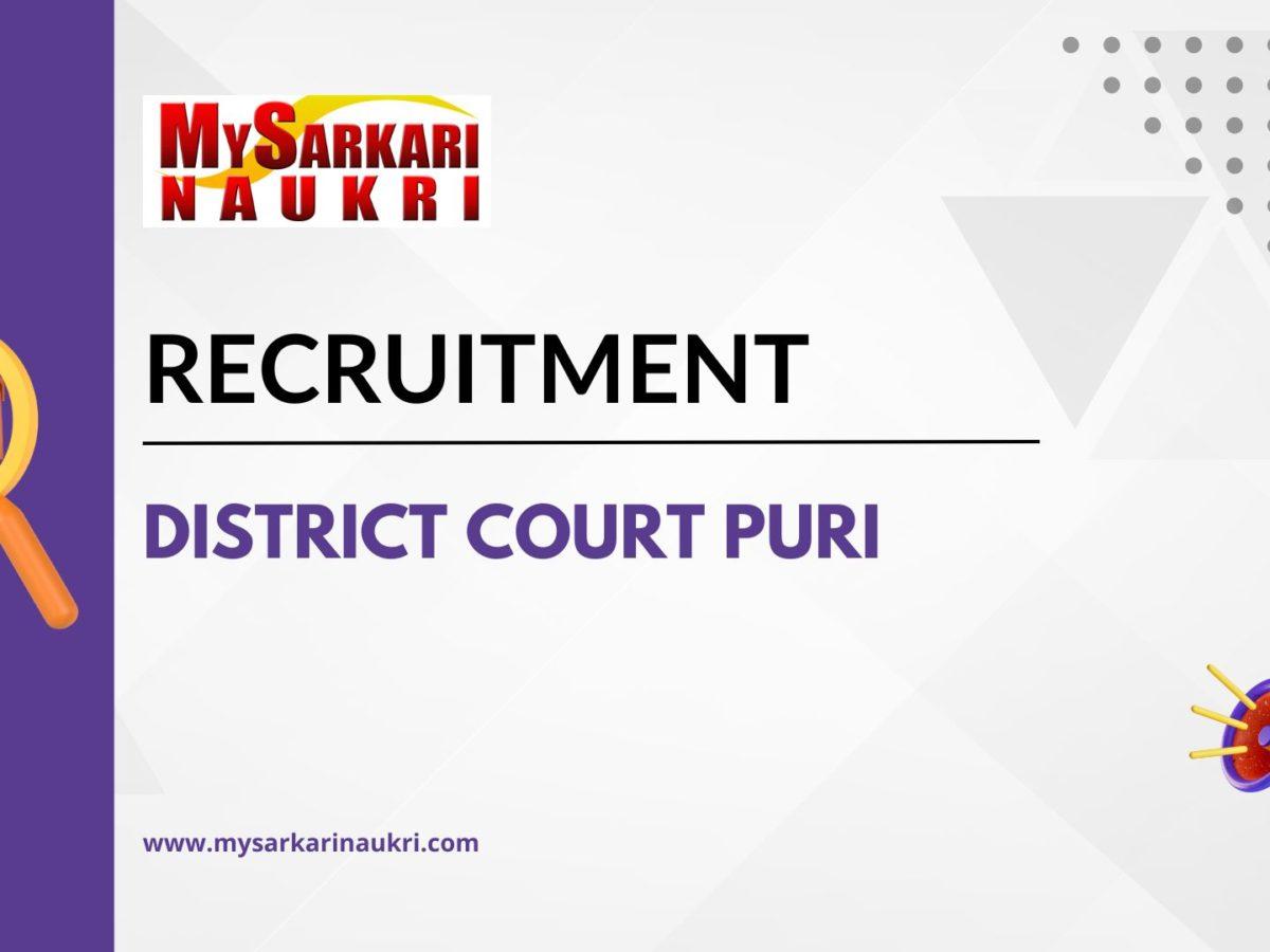 District Court Puri Recruitment