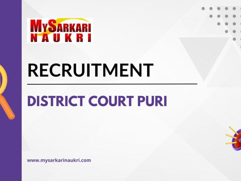 District Court Puri Recruitment