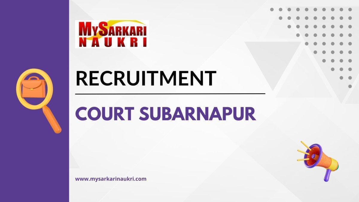 Court Subarnapur Recruitment
