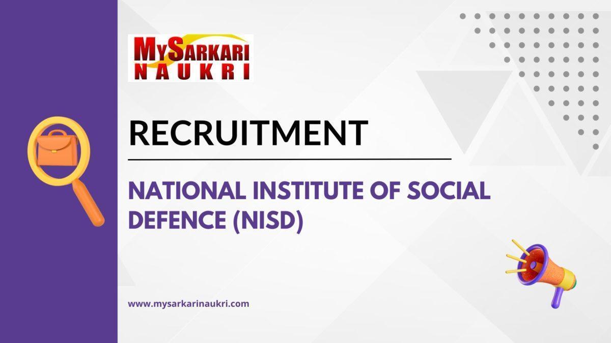 National Institute of Social Defence (NISD) Recruitment