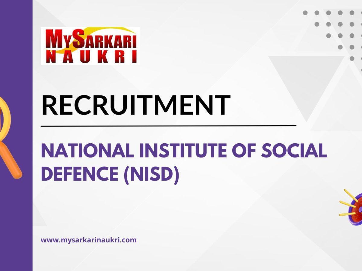 National Institute of Social Defence (NISD) Recruitment