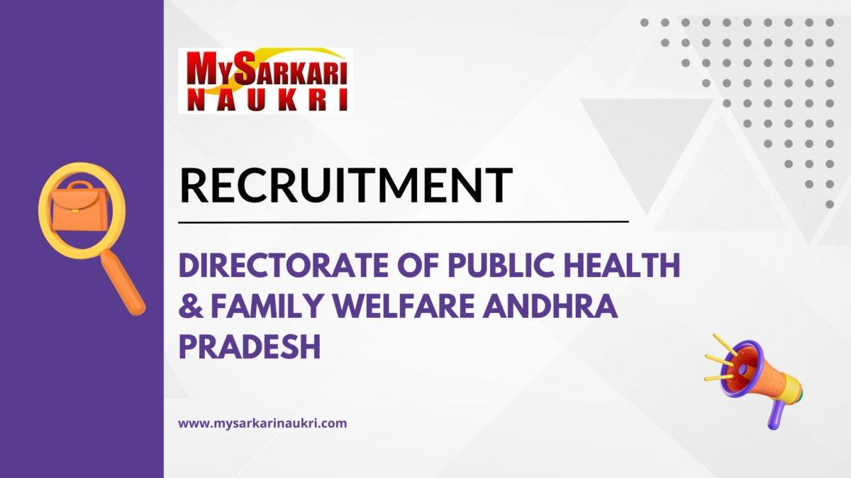 Directorate of Public Health & Family Welfare Andhra Pradesh Recruitment