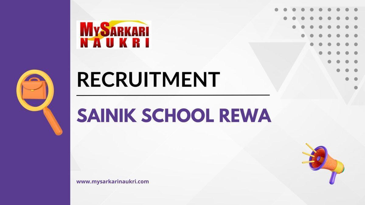 Sainik School Rewa Recruitment