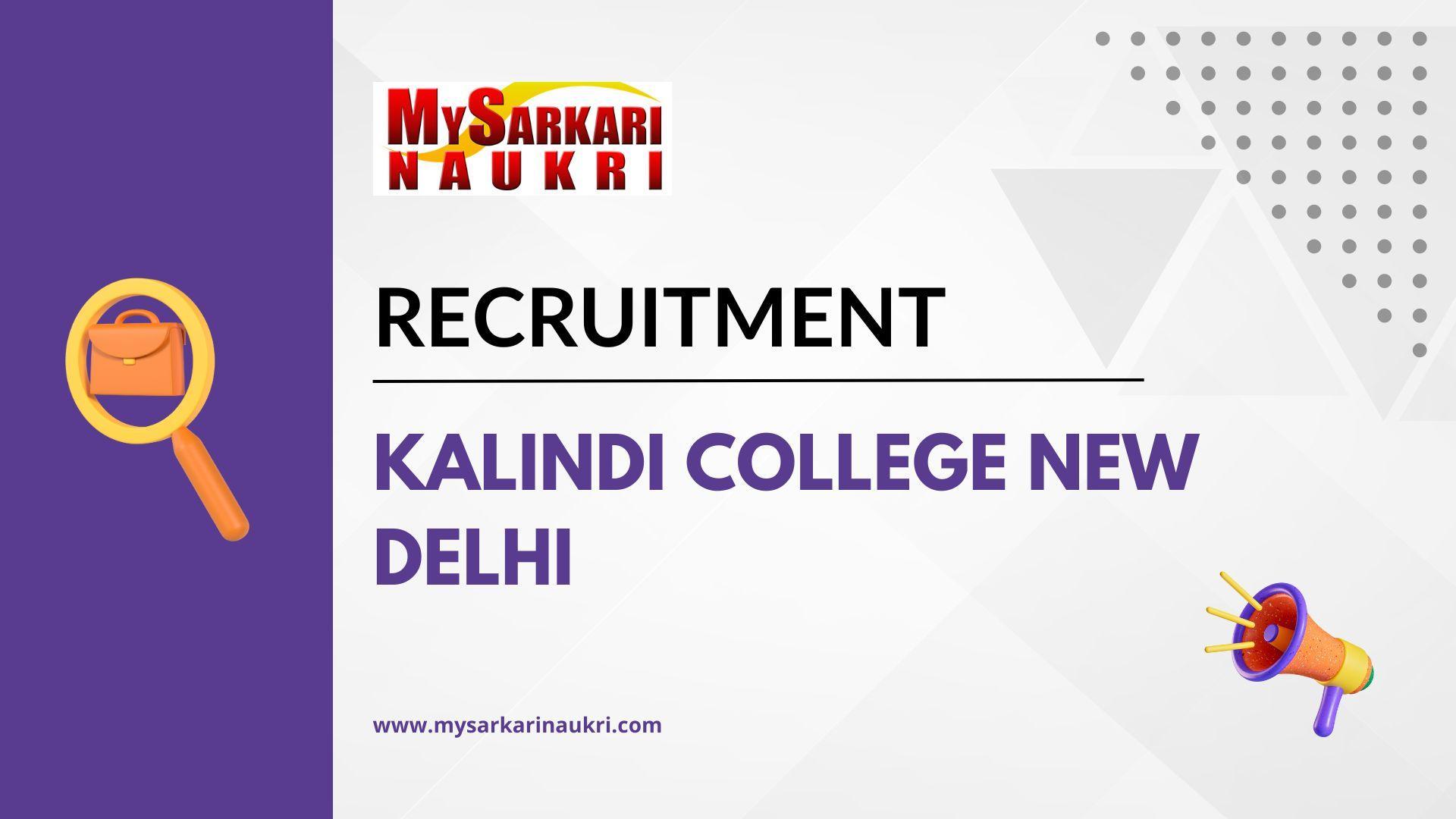Kalindi College New Delhi Recruitment