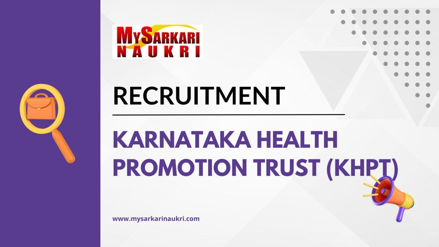 Karnataka Health Promotion Trust (KHPT) Recruitment - MySarkariNaukri En
