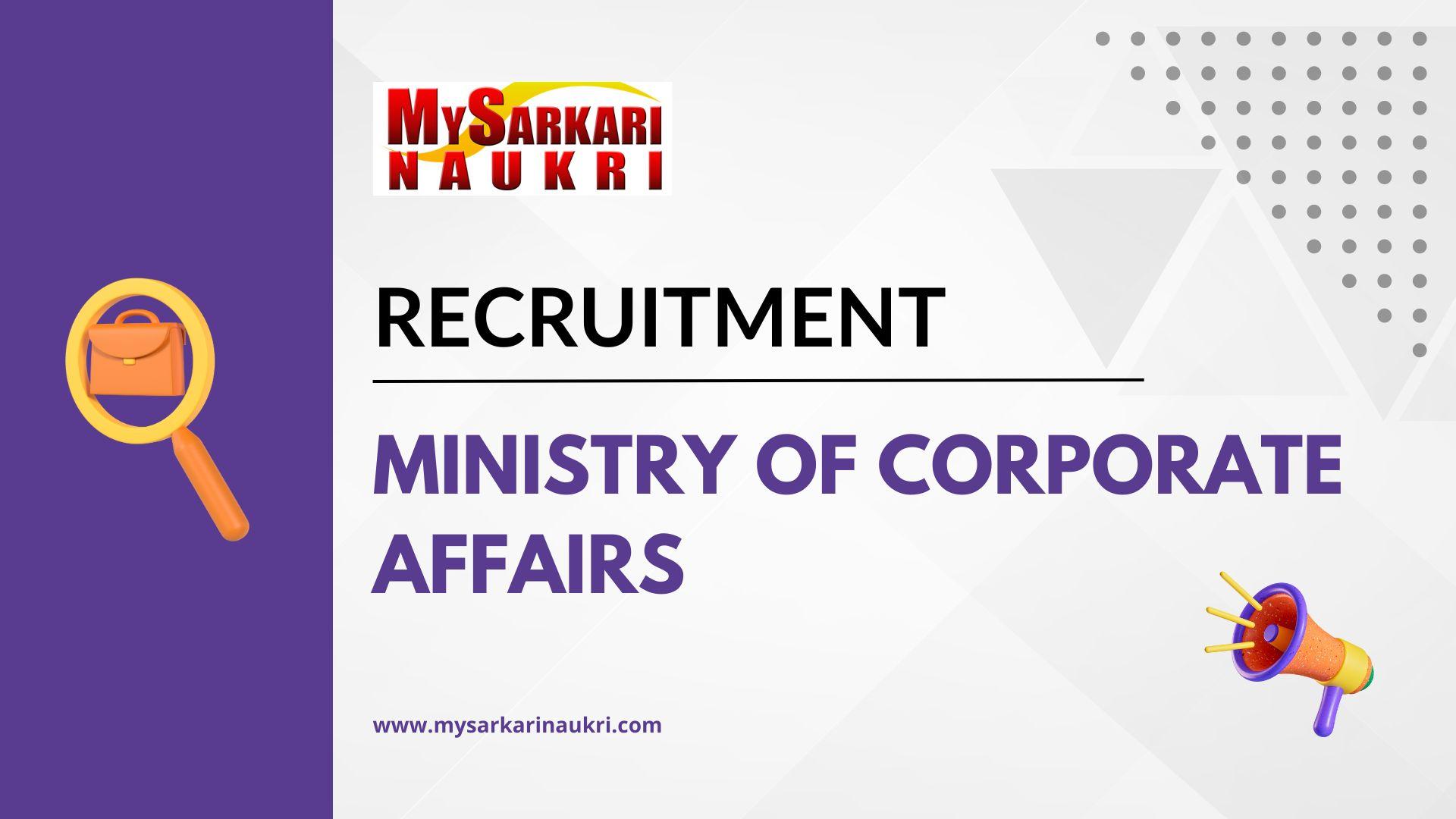 Ministry Of Corporate Affairs Recruitment