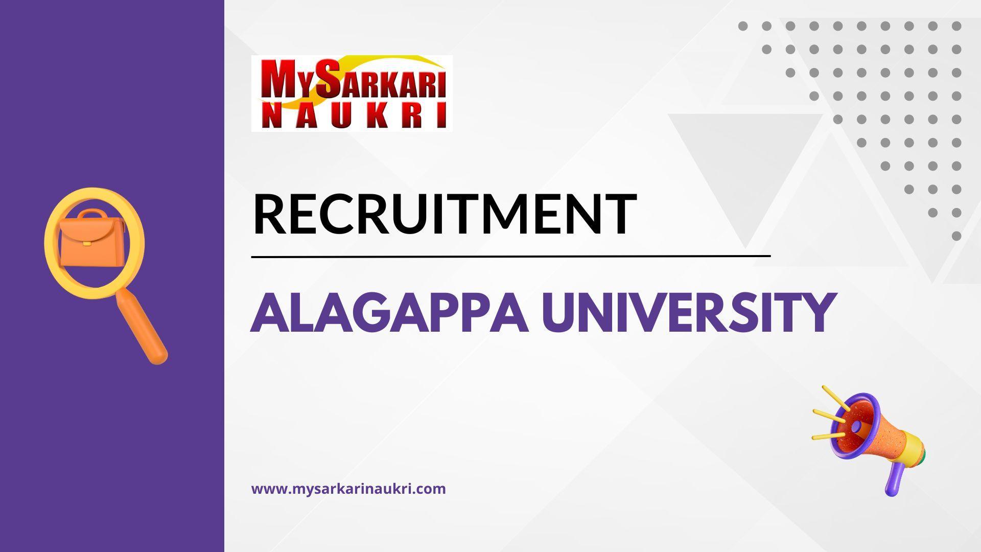 Alagappa University Recruitment