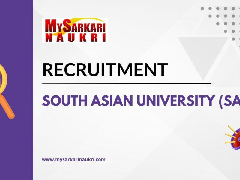 South Asian University (SAU) Recruitment