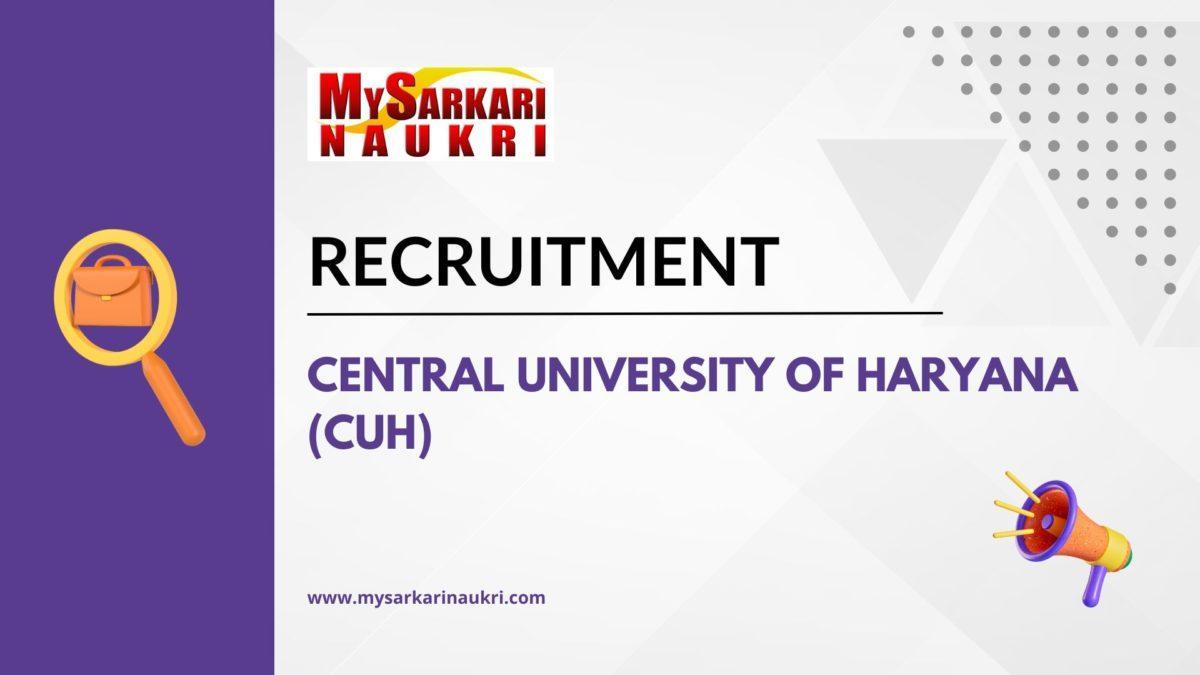Central University Of Haryana (CUH) Recruitment
