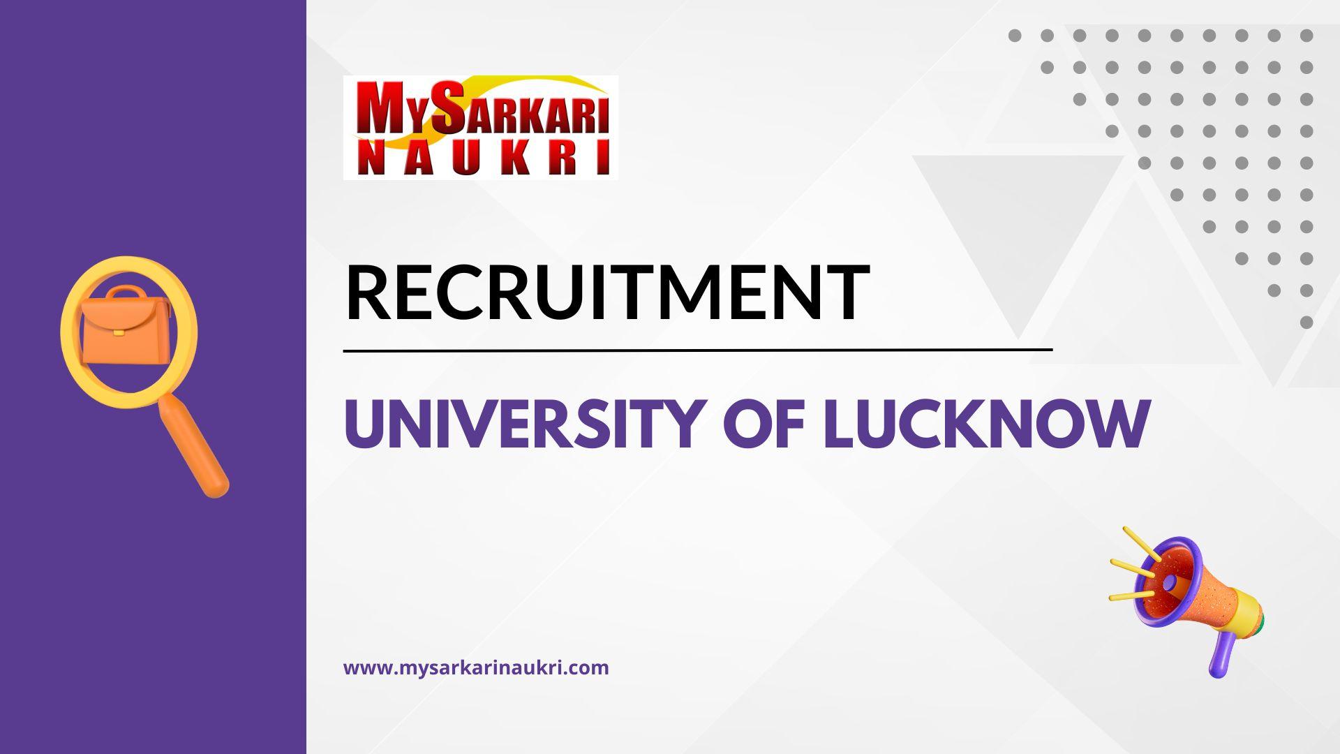 University Of Lucknow Recruitment