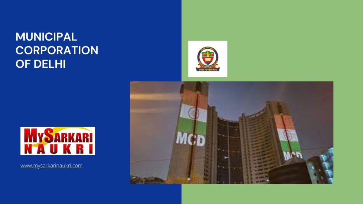 Municipal Corporation of Delhi Recruitment