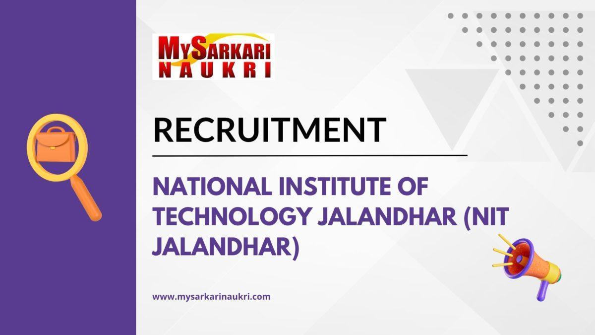 National Institute of Technology Jalandhar (NIT Jalandhar) Recruitment