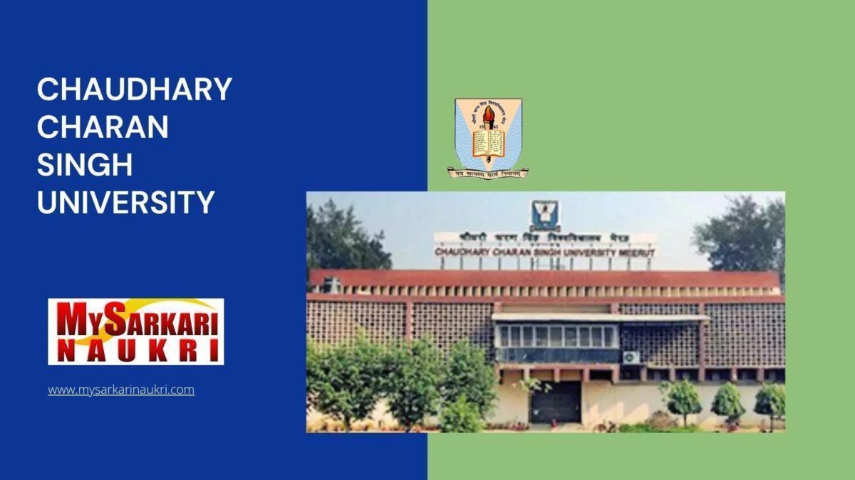 Chaudhary Charan Singh University Recruitment