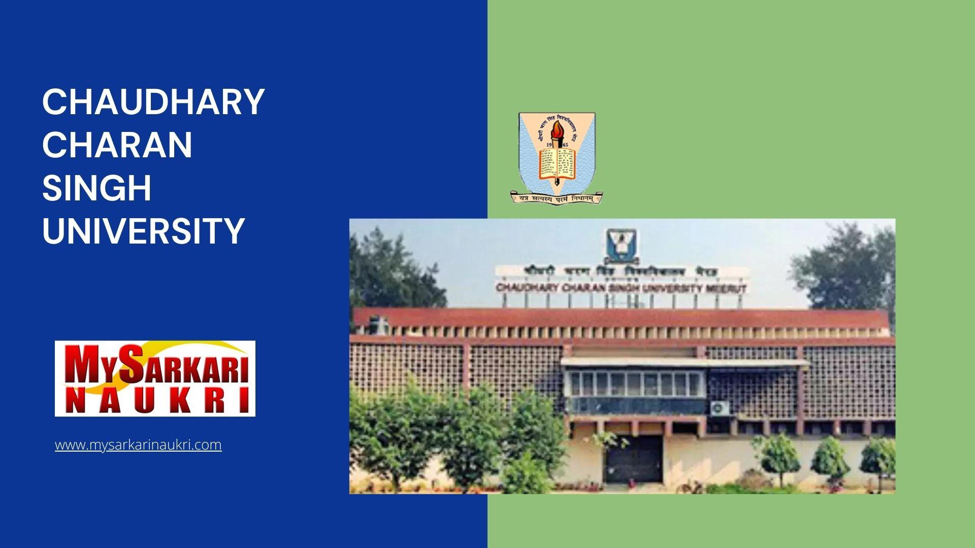 Chaudhary Charan Singh University Recruitment
